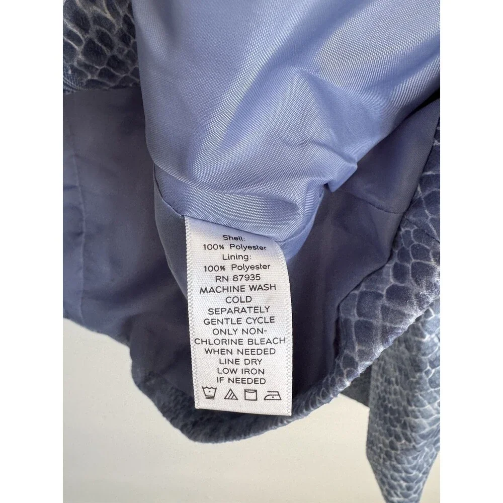 Susan Graver Jacket Blue Faux Snake Skin Zip Blazer Pockets Lined Size XL